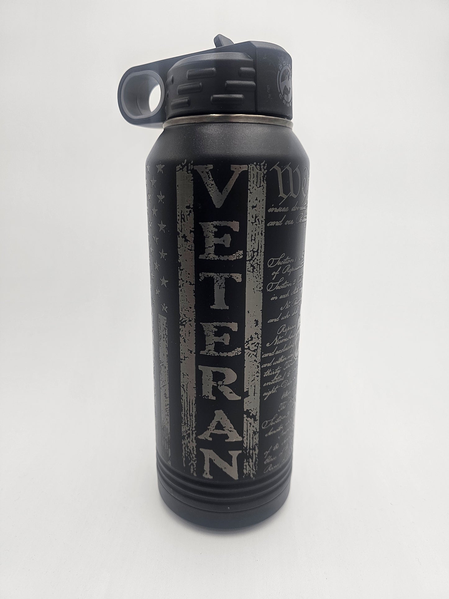 32oz Black Bottle - Veteran