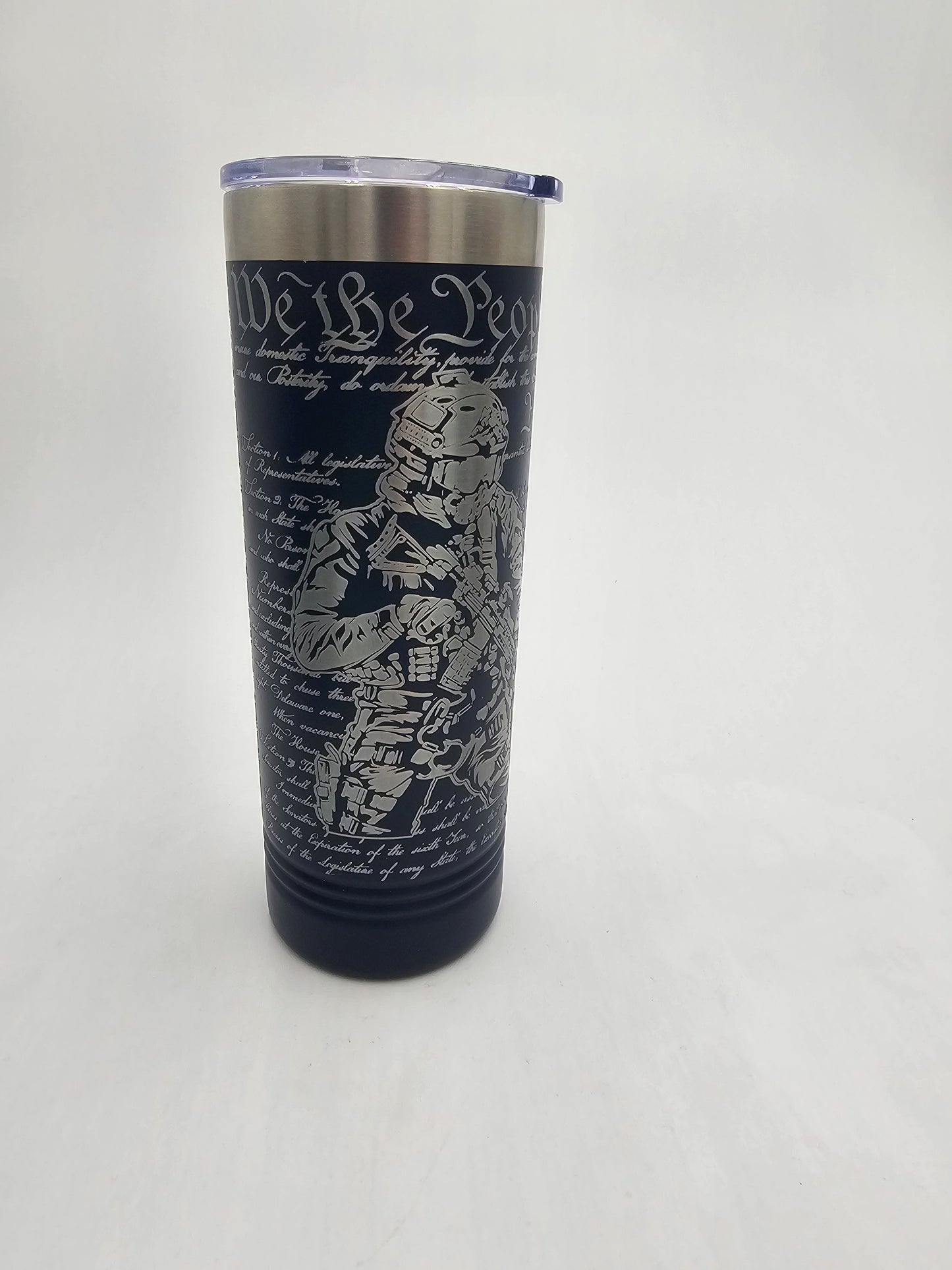22oz Navy Skinny Tumbler - Veteran
