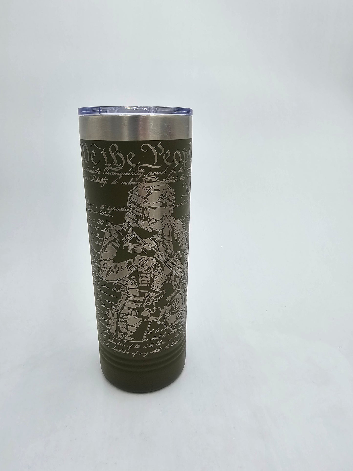 22oz Olive Skinny Tumbler - Veteran