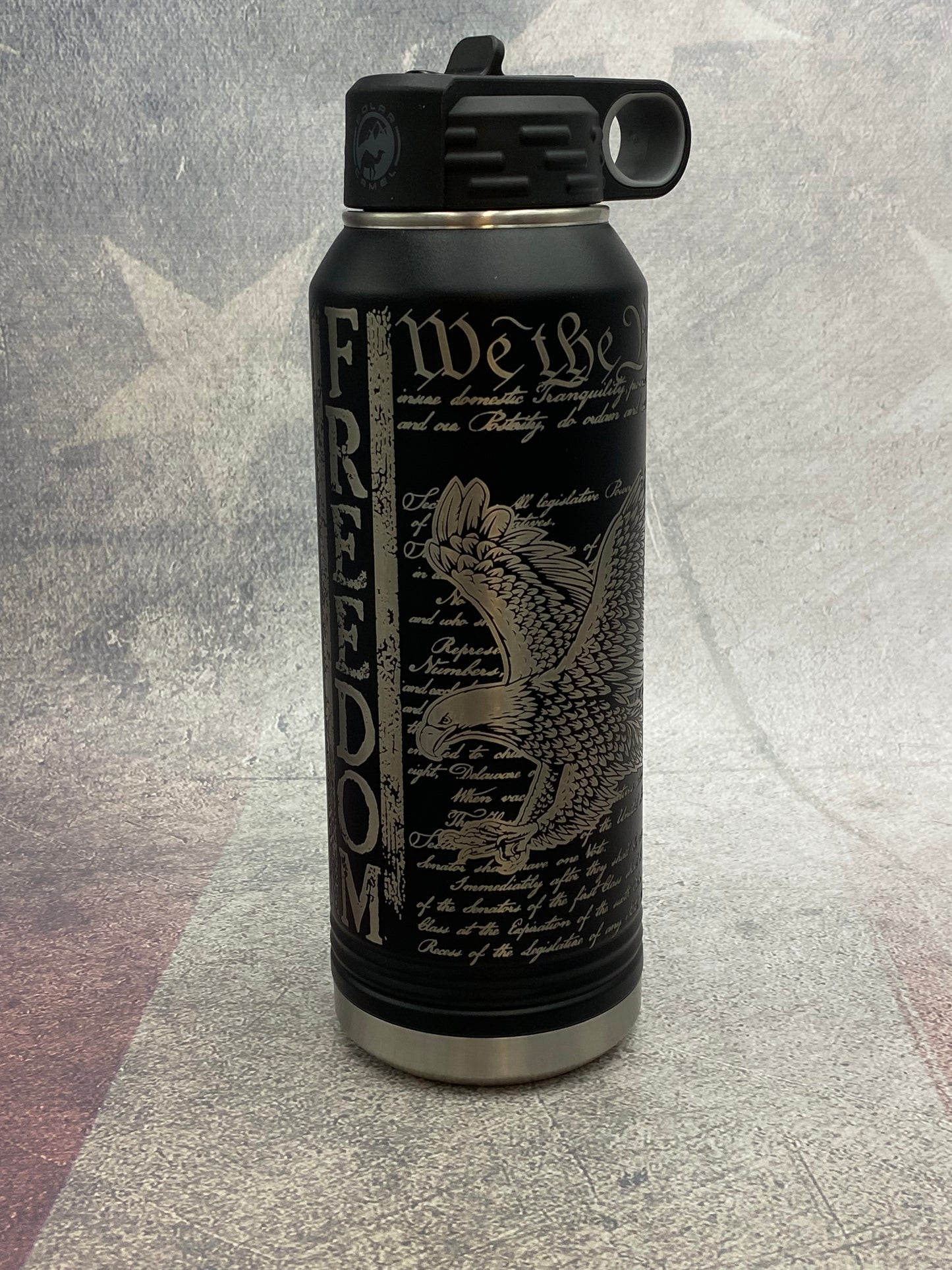 32oz Black Bottle - Freedom