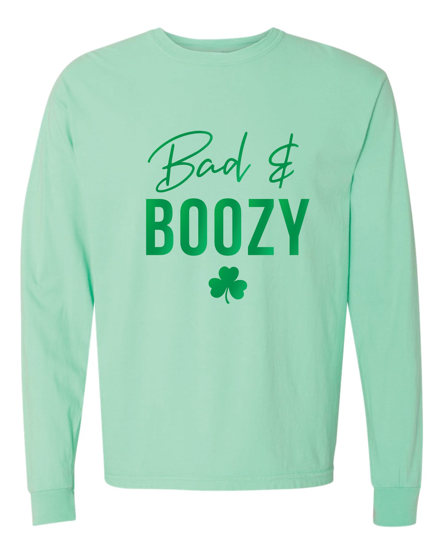 St Patricks Day Unisex tee shirt, Metal Foil, Bad and Boozy
