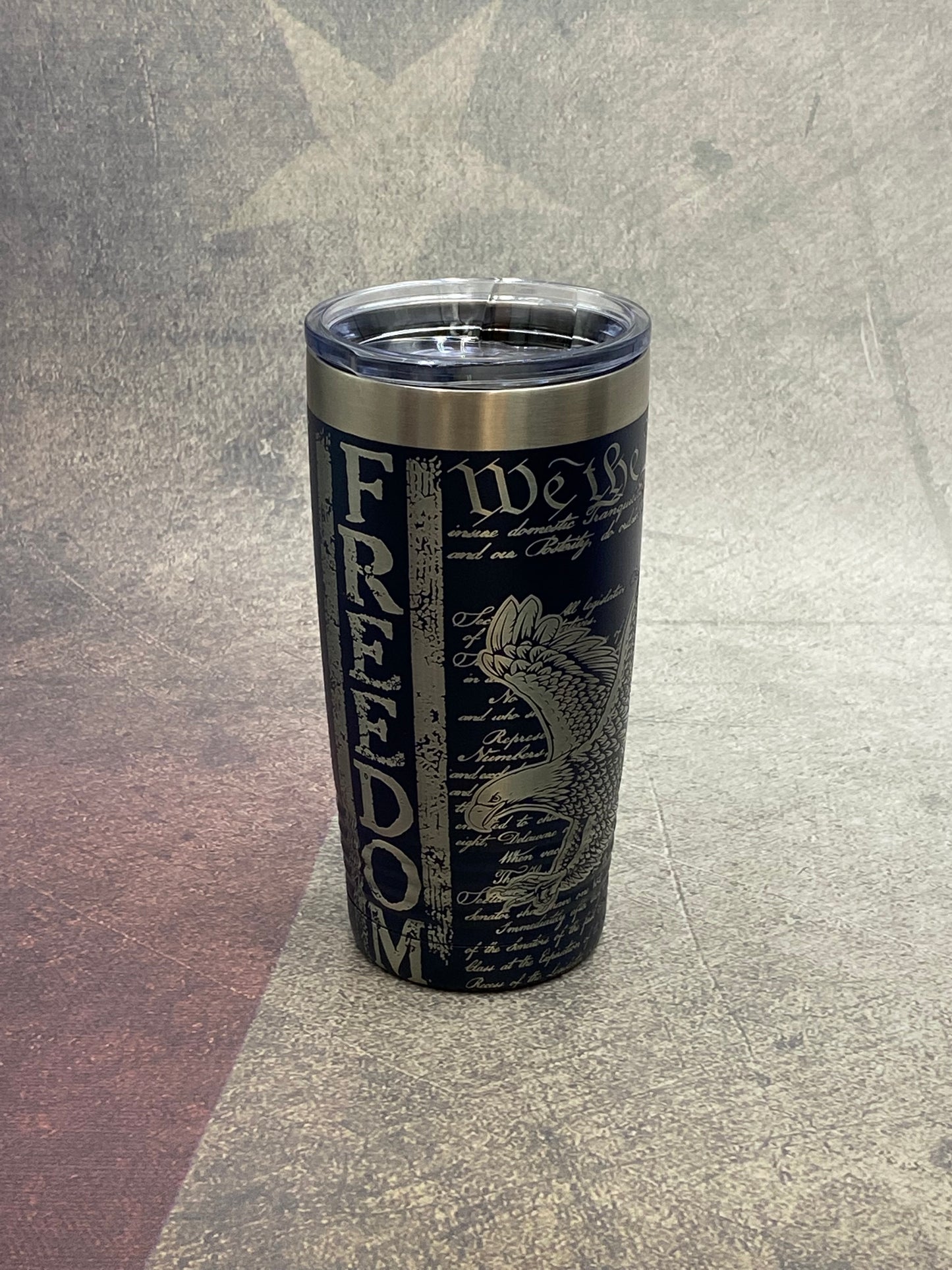 22oz Navy Skinny Tumbler - Freedom