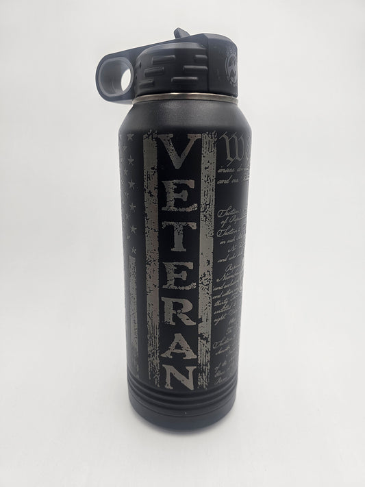 32oz Black Bottle - Veteran