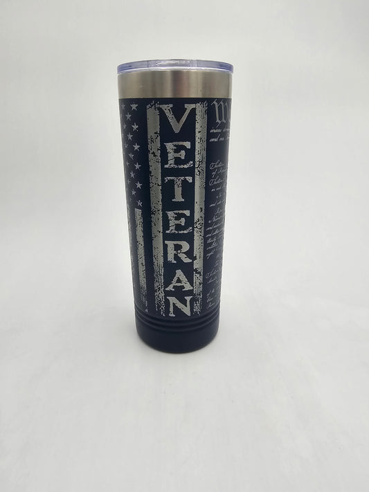 22oz Navy Skinny Tumbler - Veteran
