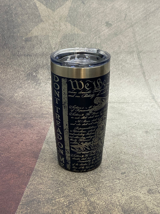 22oz Navy Skinny Tumbler - Don't Tread On Me